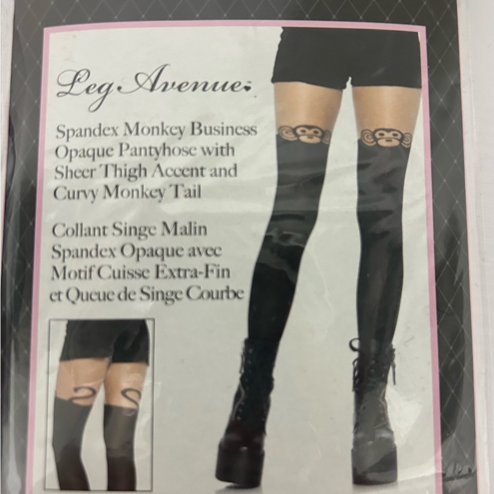 Leg Avenue Pink and White Monkey Pantyhose